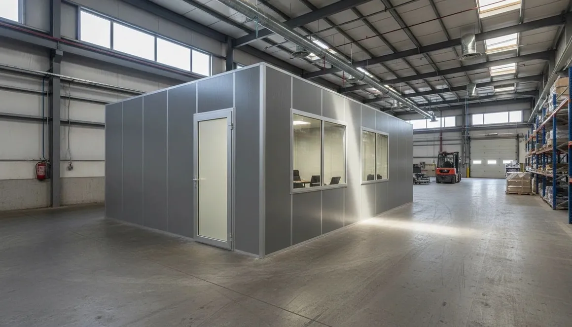 Modular office installed in a warehouse