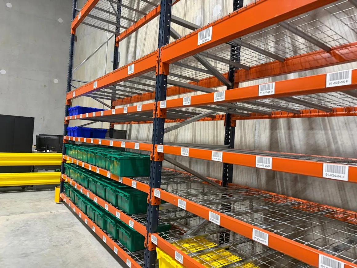 Completed racking aisles